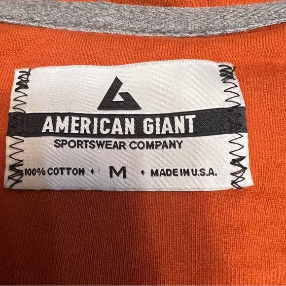 American Giant Classic Mens M Orange full Zip-Up heavy cotton Hoodie sweatshirt - Picture 4 of 14